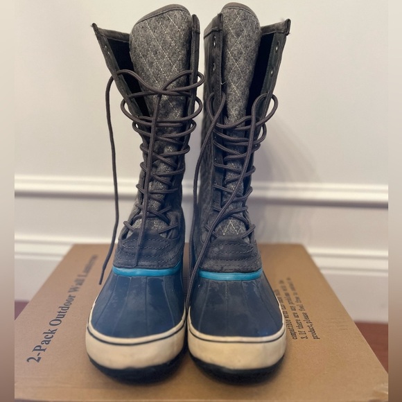 Sorel Womens NL1619 Sorelli Waterproof Rain Leather Gray Lace Up Boots - Picture 3 of 8